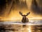 Ai Generated illustration Wildlife Concept of Moose in river