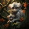 Ai Generated illustration Wildlife Concept of motherhood of Dusky leaf monkey Dusky langur in southern of thailand