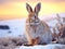 Ai Generated illustration Wildlife Concept of Mountain Cottontail on Snow