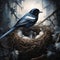 Ai Generated illustration Wildlife Concept of Nest of Magpie Pica pica