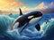 Ai Generated illustration Wildlife Concept of of orcas in the wild