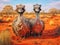 Ai Generated illustration Wildlife Concept of Outback Emus