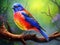 Ai Generated illustration Wildlife Concept of Painted Bunting (male)