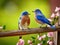 Ai Generated illustration Wildlife Concept of Pair of Eastern Bluebird