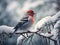 Ai Generated illustration Wildlife Concept of Pine Grosbeak in the snow