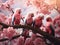 Ai Generated illustration Wildlife Concept of The Pink Parrot Tree