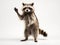 Ai Generated illustration Wildlife Concept of Raccoon standing on hind legs