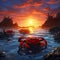 Ai Generated illustration Wildlife Concept of Sally Lightfoot Crabs Galapagos