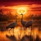 Ai Generated illustration Wildlife Concept of Sandhill Cranes at Sunset