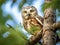 Ai Generated illustration Wildlife Concept of Saw-Whet Owl