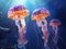 Ai Generated illustration Wildlife Concept of School of jellyfish