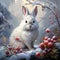 Ai Generated illustration Wildlife Concept of Snowshoe Hare