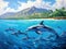 Ai Generated illustration Wildlife Concept of Spinner Dolphins