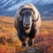 Ai Generated illustration Wildlife Concept of Strolling Musk Ox