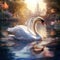 Ai Generated illustration Wildlife Concept of Swan Serenity