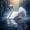 Ai Generated illustration Wildlife Concept of Swan Serenity