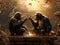 Ai Generated illustration Wildlife Concept of Two chimpanzees talking