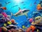 Ai Generated illustration Wildlife Concept of Underwater paradise coral reef wave isolated background