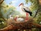 Ai Generated illustration Wildlife Concept of White stork nest