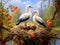 Ai Generated illustration Wildlife Concept of White stork nest