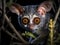 Ai Generated illustration Wildlife Concept of Wild Galago (Bush Baby) in the dark