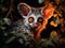 Ai Generated illustration Wildlife Concept of Wild Galago (Bush Baby) in the dark