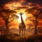 Ai Generated illustration Wildlife Concept of Wild giraffe