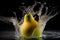 AI-generated illustration of the yellow pear falling into the water