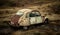 AI-Generated Image: Abandoned Rusty French Vintage Car in Countryside