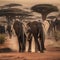 AI generated image consisting of a herd of elephants from an African forest