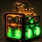 AI generated image - Cyberpunk device with nixie tubes and vacuum tubes