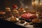 Ai generated image of desserts in a warm and cozy evening setting