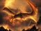 AI generated image of Dragon flying through hells fire