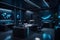 AI-generated image features a neon office space exuding an atmosphere of an excellent workspace