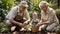 AI Generated Image of Grandparents with Baby Granddaughter Gardening Together
