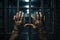 AI generated image of hands in prison of prison customer