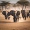 AI generated image of a herd of African Elephants in a jungle in Africa