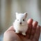 AI-Generated Image of a Miniature White Rabbit on a Human Finger