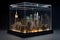 AI generated image of NYC closed in glass cube