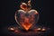 ai generated image of a orange glowing glass heart, generative ai couple love background