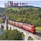 AI generated image - Red train riding in a idyllic landscape