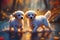 AI-generated image showcases a delightful scene of cute puppies playing in an autumn setting.