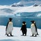 AI generated image of three penguins in an icy landscape