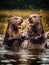AI generated image of two otters in water