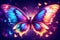 AI-generated image unfolds into a captivating scene, featuring a colorful butterfly with beautifully glowing wings