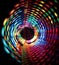 AI generated image of vibrant circles and streaks of light