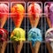 AI generated images Ice cream, various flavors and colors Delicious