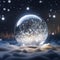 AI generated images Snowball, clear crystal ball with snow, winter concept,