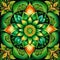 AI generated intricate pattern consisting of blooming green flowers and leaves