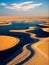 AI generated landscape consisting of sandy deserts alongside water streams flowing in between them